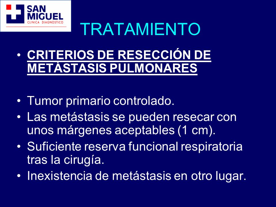tratamiento de metastasis pulmonares